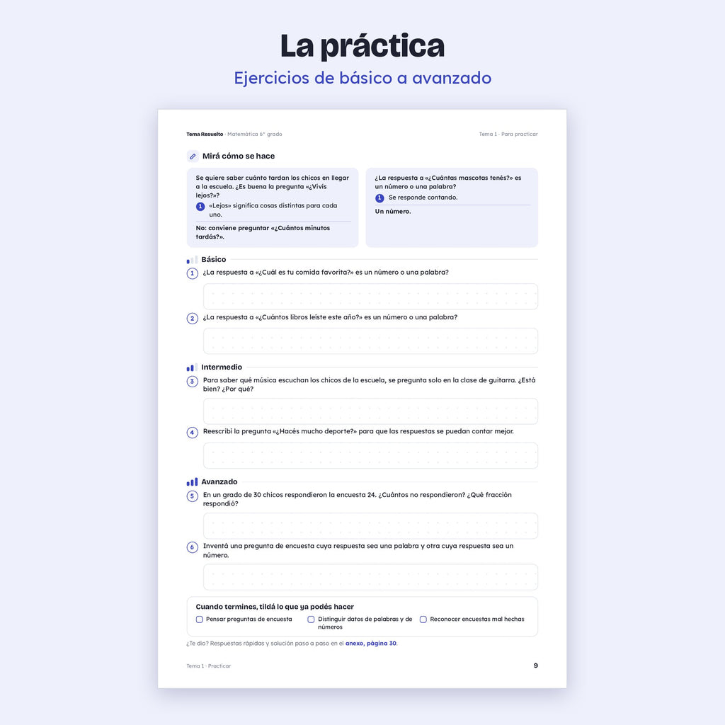 6to grado · Unidad 6: Estadística y probabilidad – Ejercicios de práctica