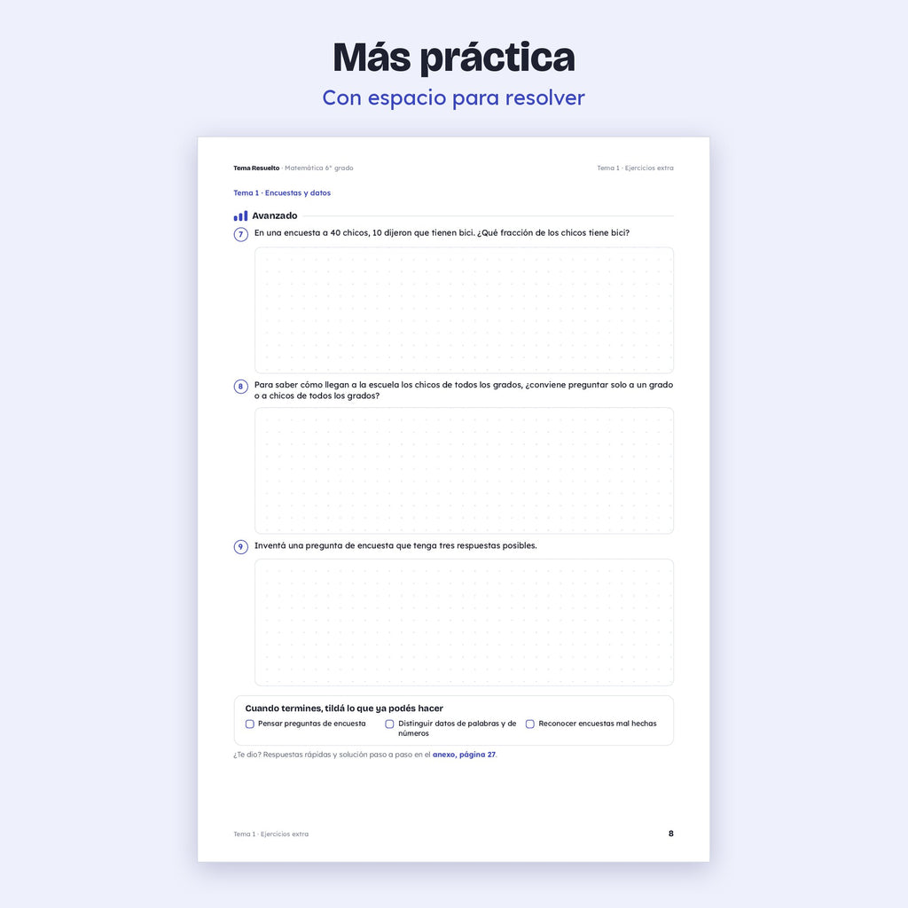 6to grado · Unidad 6: Ejercicios extra – Más ejercicios de práctica