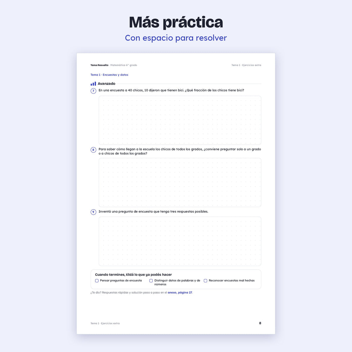 6to grado · Unidad 6: Ejercicios extra – Más ejercicios de práctica